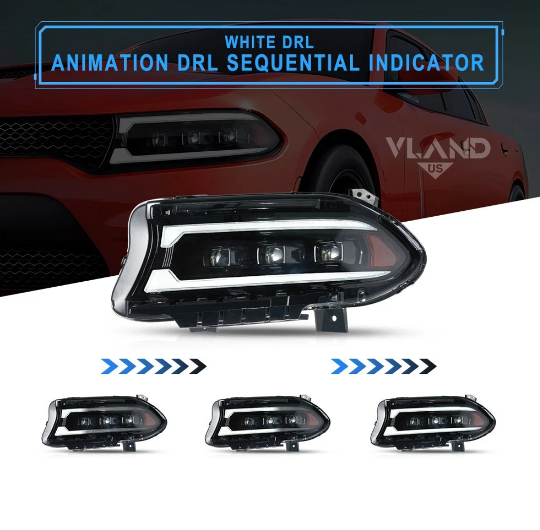 2015 - 24 Dodge Charger RGB Flow Triple Beam DRL Headlights image 4