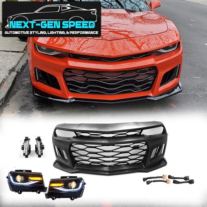 2014 - 15 Camaro 6th Gen Style ZL1 Front Bumper Kit w/ Headlights (Complete Kit)