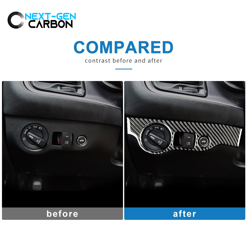 2011 - 24 Dodge Charger / Challenger Carbon Fiber Headlight Switch Trim Cover in Black/Red | Next-Gen Carbon