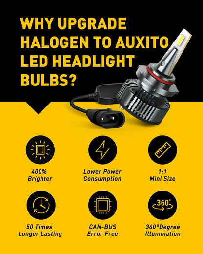 AUXITO 9005 LED 16,000LM 6500K White Car Headlight Bulbs