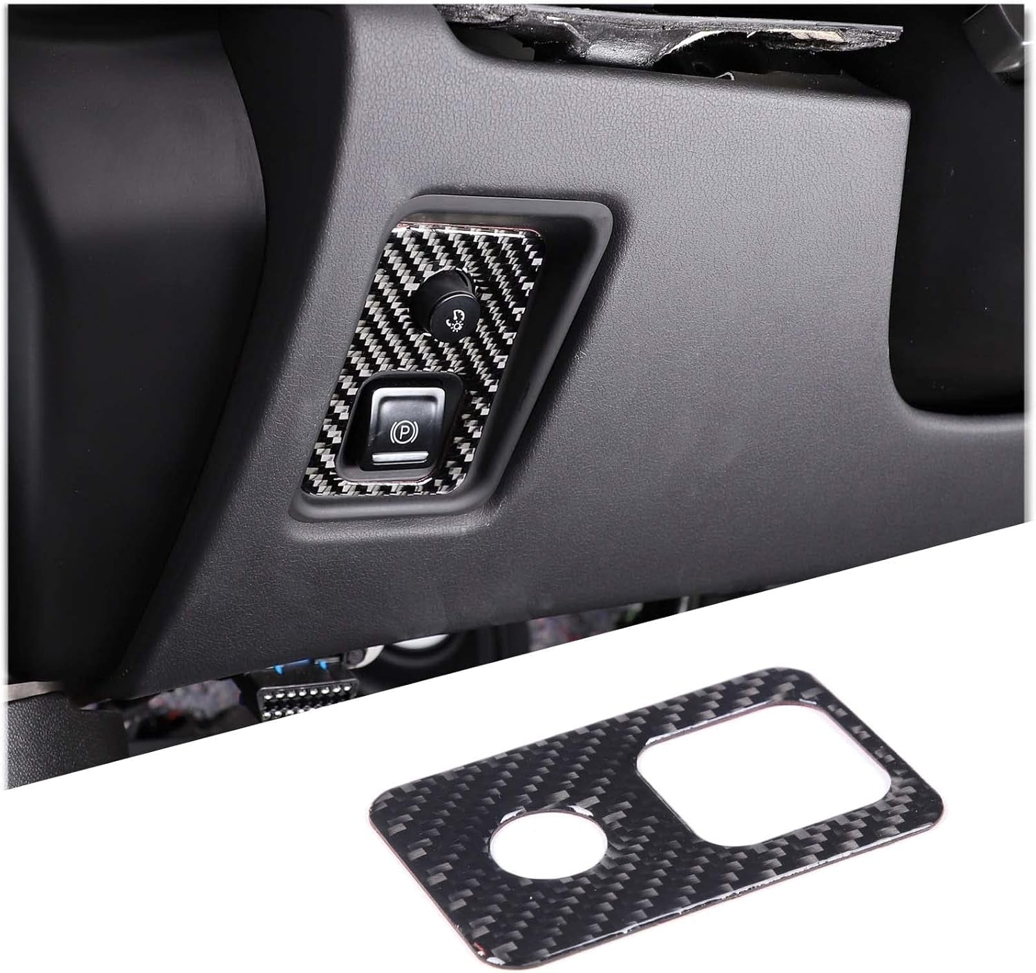 C8 Corvette Soft Carbon Fiber Interior Parking Brake Trim Cover | Black, Red Carbon Fiber