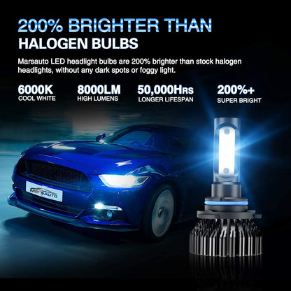 9005 LED 8000LM 6000K Car Headlight Bulbs