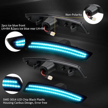 2016 - 24 Camaro Smoked Dual Ice Blue LED Side Markers