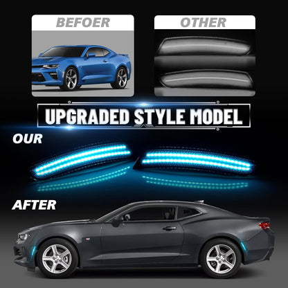 2016 - 24 Camaro Smoked Dual Ice Blue LED Side Markers