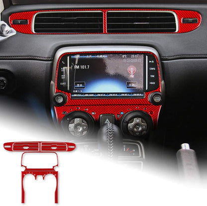 2013 - 15 Camaro Real Carbon Fiber Radio/Climate Control Trim + Center Vent Overlay | Black, Red Carbon