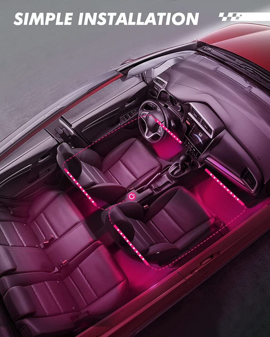 Multicolor RGB Car Interior Ambient Foot Well Lighting Kit