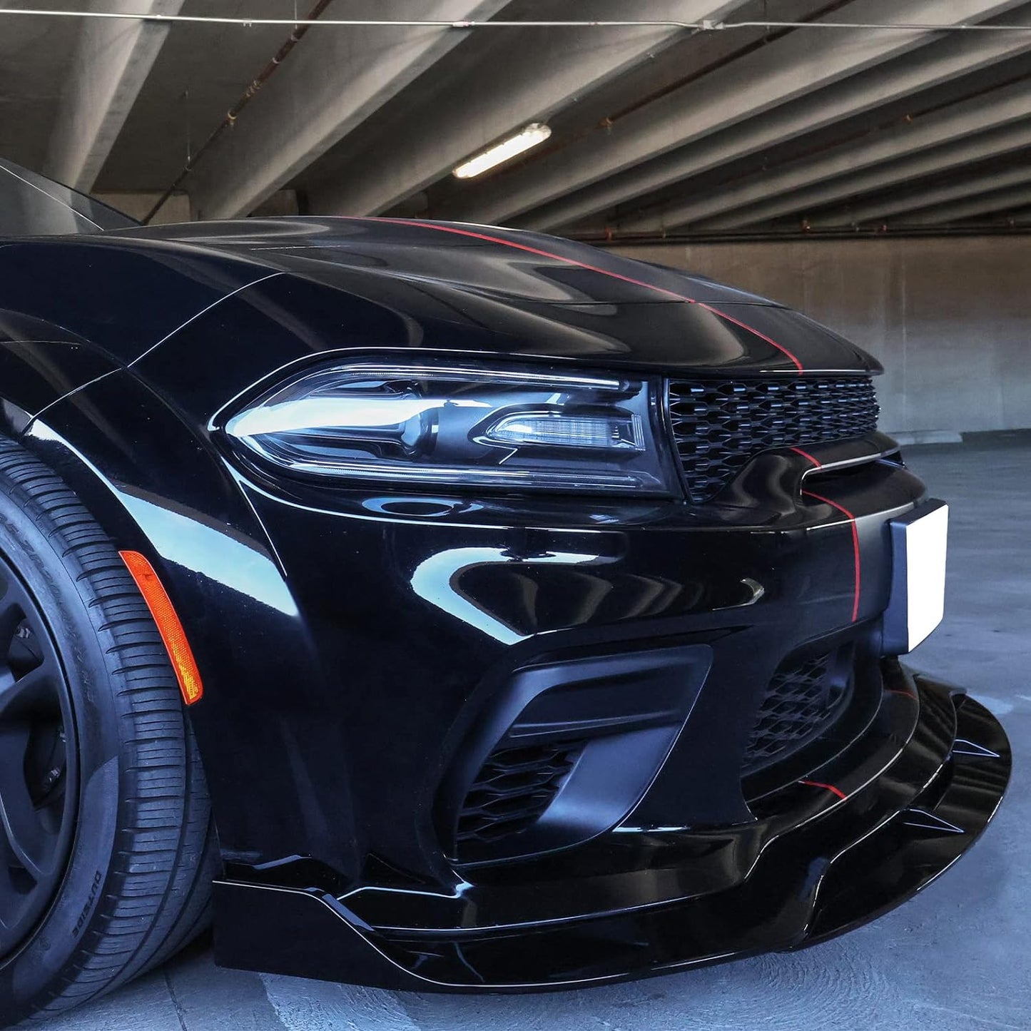 2020 - 23 Charger Widebody Gloss Black Front Bumper Lip 4PC
