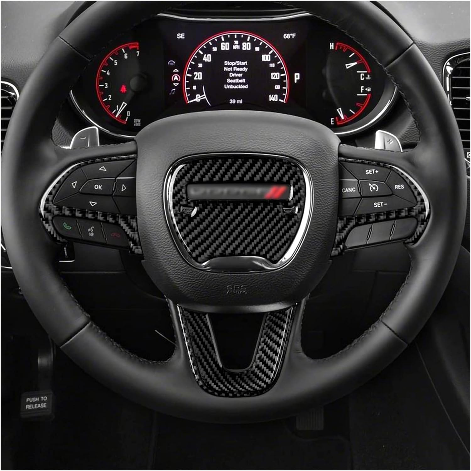 2015 - 24 Dodge Charger / Challenger Real Carbon Fiber Steering Wheel Trim Cover Kit | Next-Gen Carbon