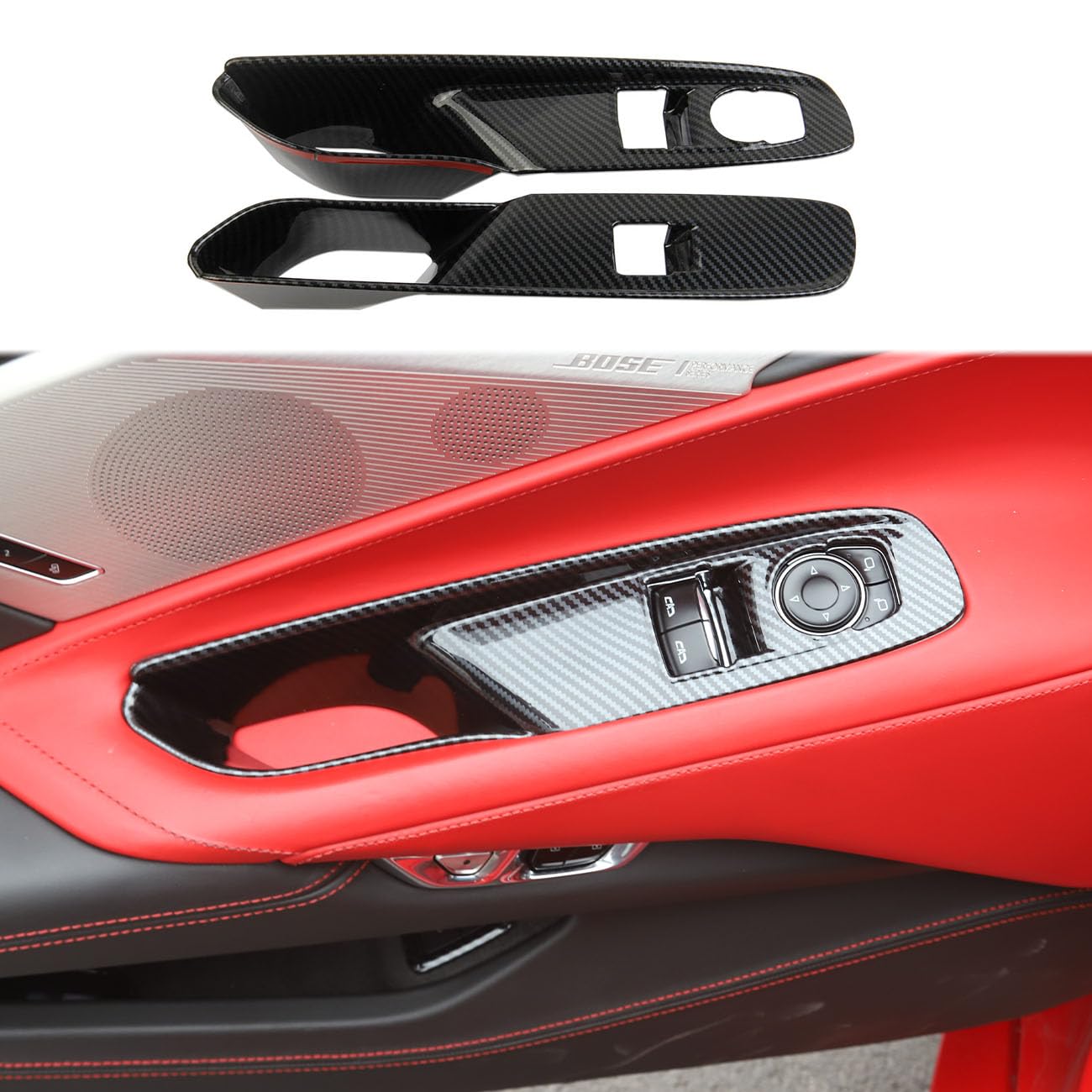C8 Corvette Hydro-Carbon Fiber Interior Window Switch Covers