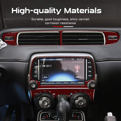 2013 - 15 Camaro Real Carbon Fiber Radio/Climate Control Trim + Center Vent Overlay | Black, Red Carbon
