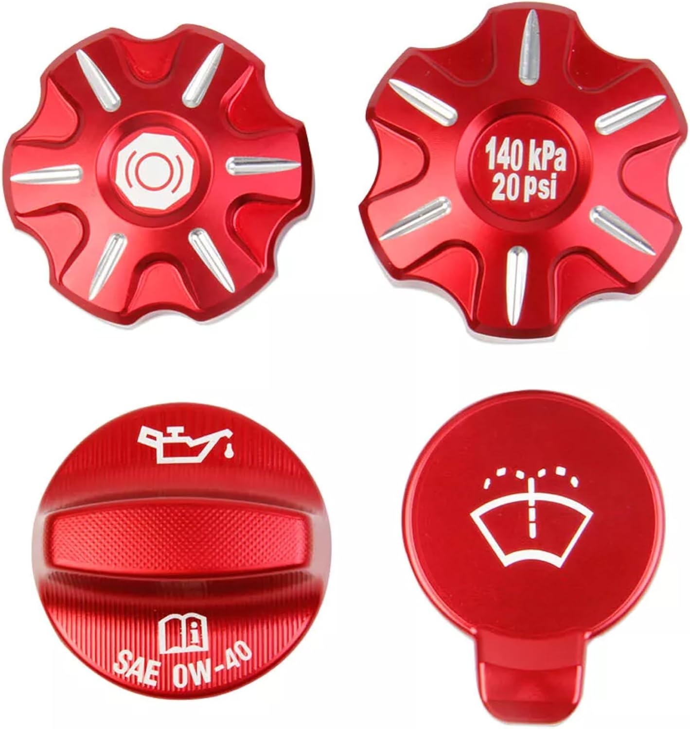 C8 Corvette Red Aluminum Oil Coolant Fluid Tank Cap Covers