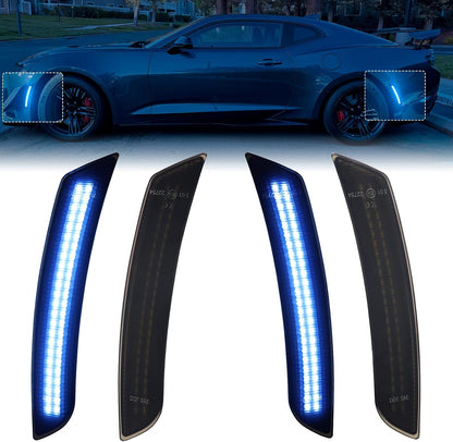 2016 - 24 Camaro Smoked Dual Blue LED Side Markers