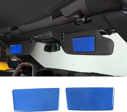 C8 Corvette Soft Carbon Fiber Sun Visor Warning Label Covers | Black, Red, Blue, Yellow Carbon Fiber