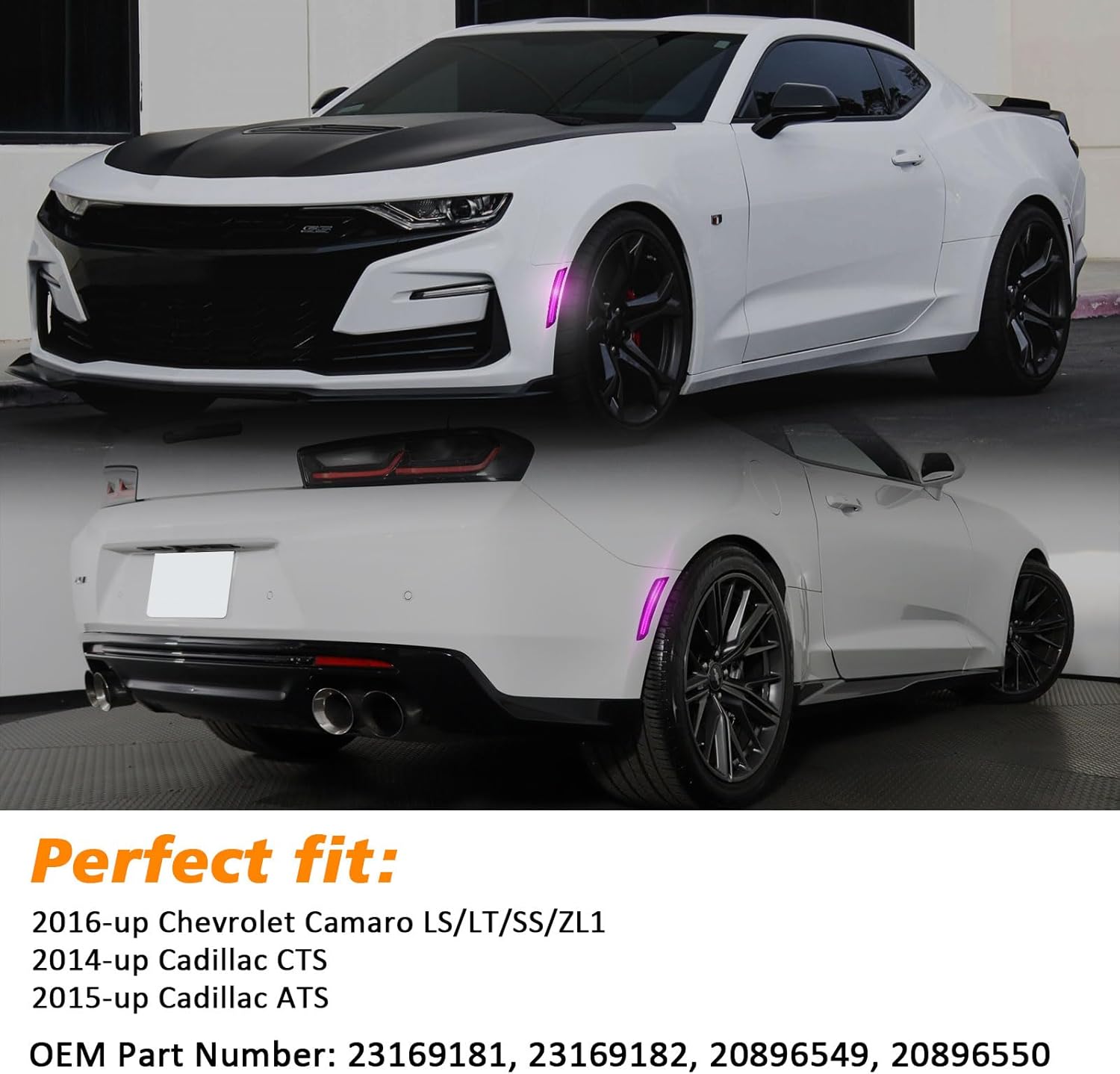 2016 - 24 Camaro Smoked Dual Pink LED Side Markers