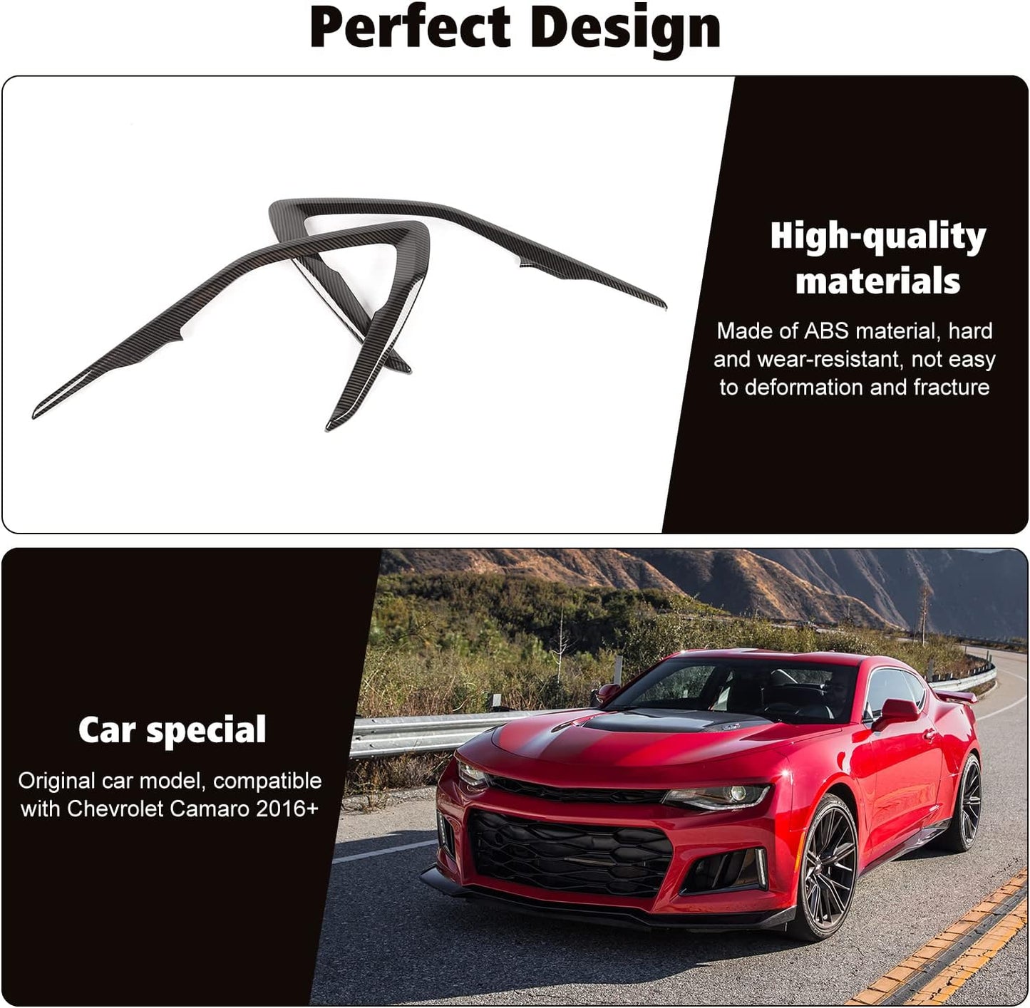 2016-24 Camaro Carbon Fiber Interior ABS Door Surround Trim Bezel Cover
