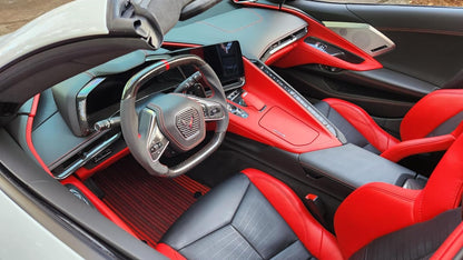 C8 Corvette Carbon Fiber Center Steering Wheel Cover | Black /Red