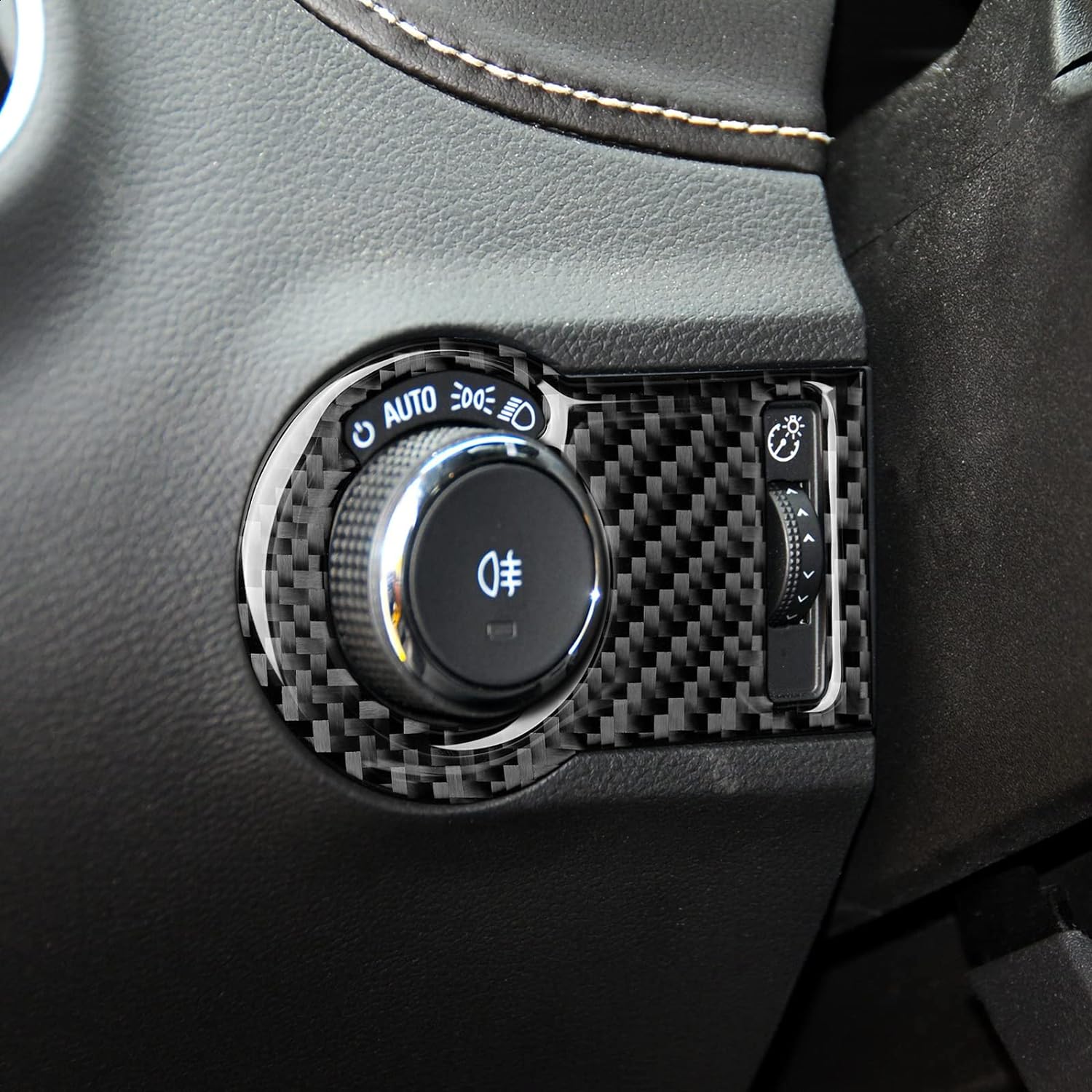 2010 - 15 Camaro Real Carbon Fiber Headlight Switch Trim Overlay | Black / Red Carbon