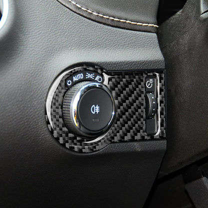 2010 - 15 Camaro Real Carbon Fiber Headlight Switch Trim Overlay | Black / Red Carbon