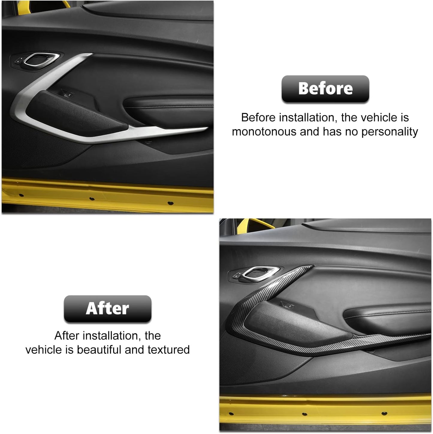 2016-24 Camaro Carbon Fiber Interior ABS Door Surround Trim Bezel Cover