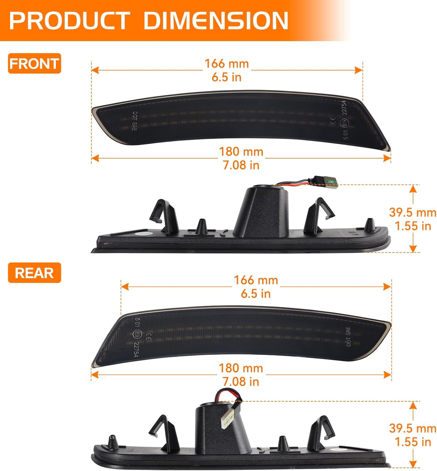 2016 - 24 Camaro Smoked Dual Blue LED Side Markers
