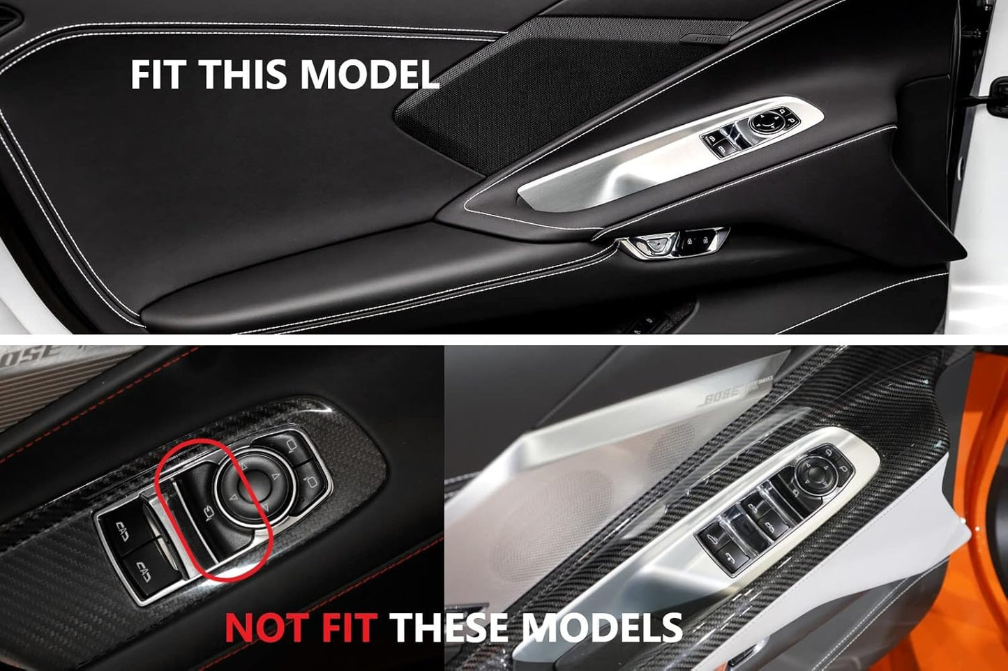 C8 Corvette Hydro-Carbon Fiber Interior Window Switch Covers