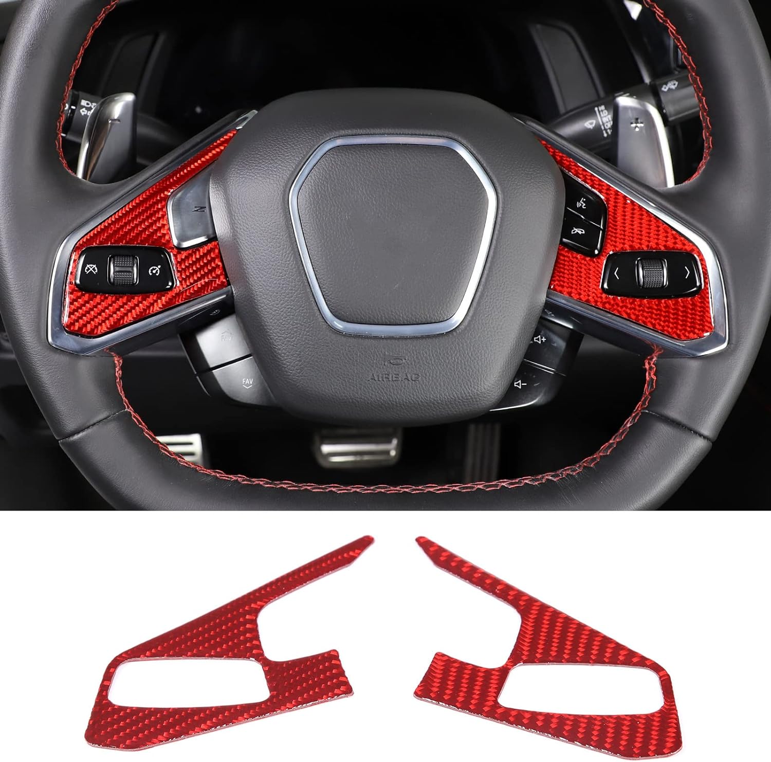 C8 Corvette Carbon Fiber Soft Inner Steering Wheel Trim Covers (Heated/Non-Heated) | Next-Gen Speed