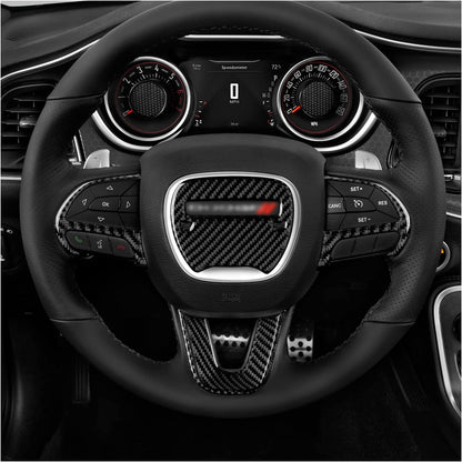 2015 - 24 Dodge Charger / Challenger Real Carbon Fiber Steering Wheel Trim Cover Kit | Next-Gen Carbon