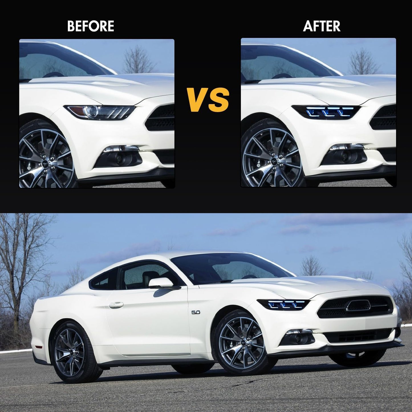 2015 - 23  Mustang RGB GTD Style LED Headlights