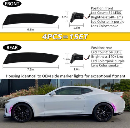 2016 - 24 Camaro Smoked Dual Pink LED Side Markers