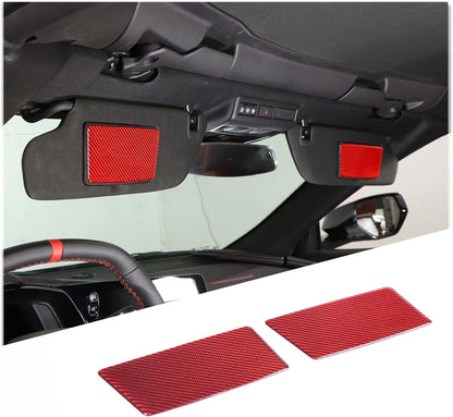 C8 Corvette Soft Carbon Fiber Sun Visor Warning Label Covers | Black, Red, Blue, Yellow Carbon Fiber