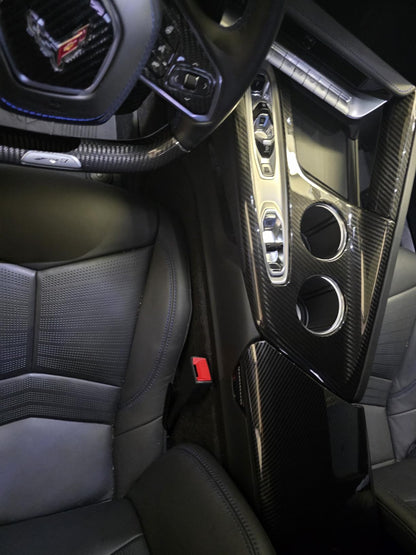 2026+ C8 Corvette Carbon Fiber Center Console Trim Cover Kit