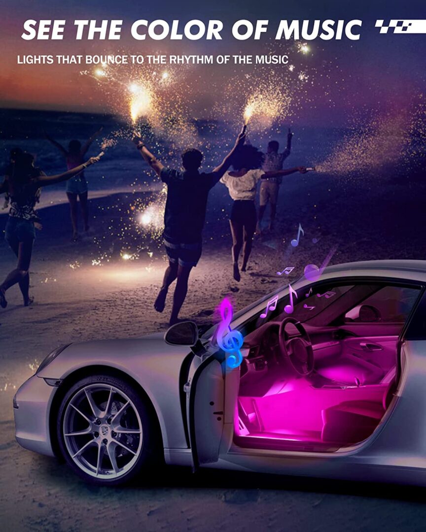 Multicolor RGB Car Interior Ambient Foot Well Lighting Kit