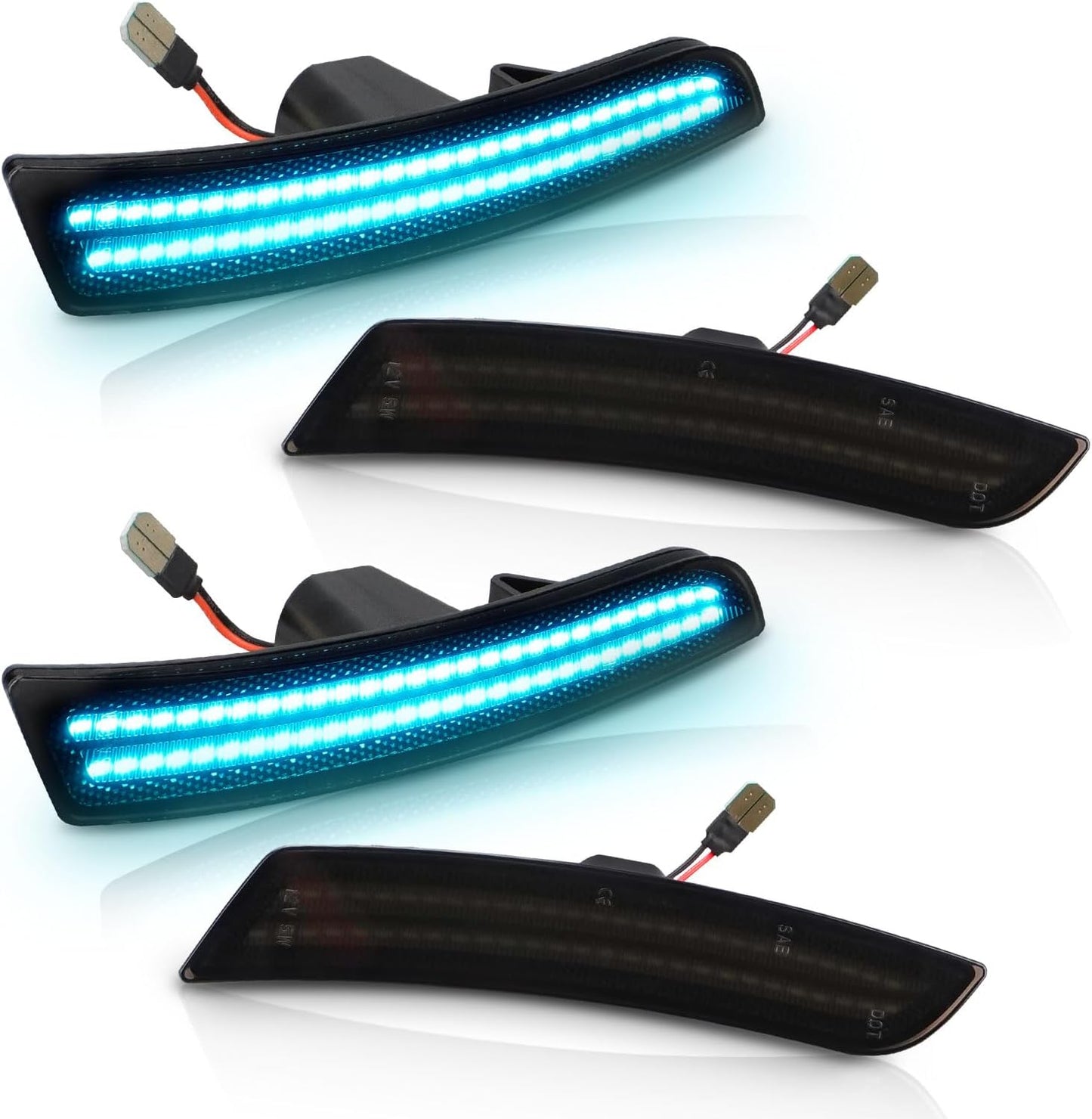 2016 - 24 Camaro Smoked Dual Ice Blue LED Side Markers