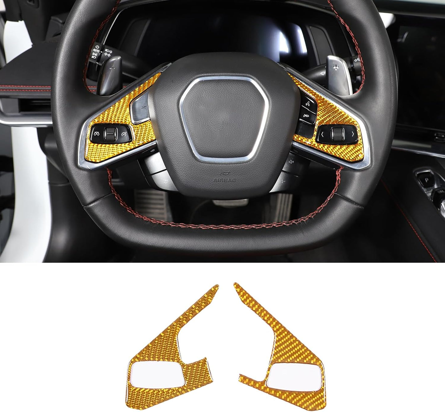 C8 Corvette Carbon Fiber Soft Inner Steering Wheel Trim Covers (Heated/Non-Heated) | Next-Gen Speed