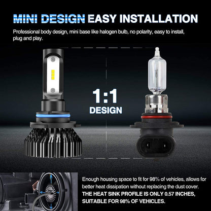 9005 LED 8000LM 6000K Car Headlight Bulbs