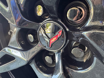 C8 Corvette Floating Spinner Black Center Caps