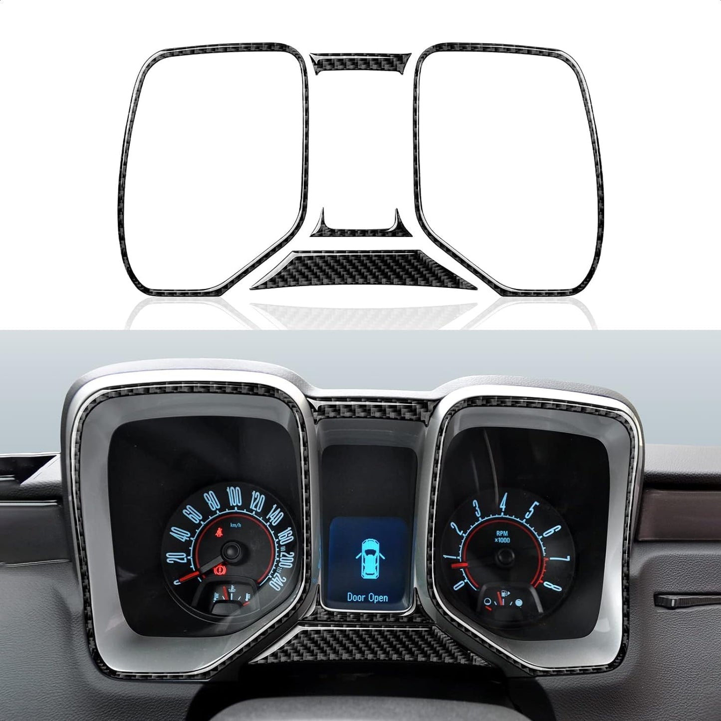 2010 - 15 Camaro Carbon Fiber Speedometer Trim Cover Kit | Black / Red Carbon