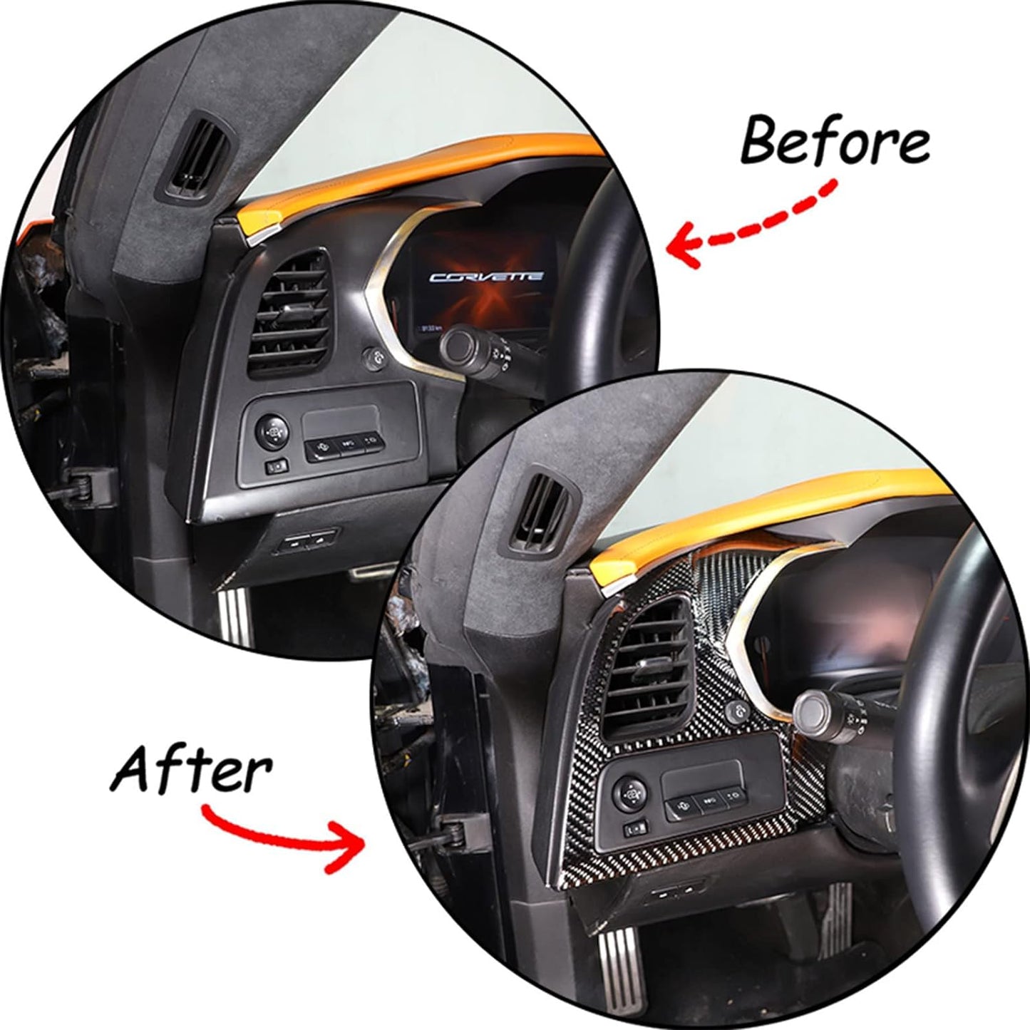 2014 - 19 C7 Corvette Real Carbon Fiber LH Dashboard Panel Overlay Cover | Next-Gen Carbon