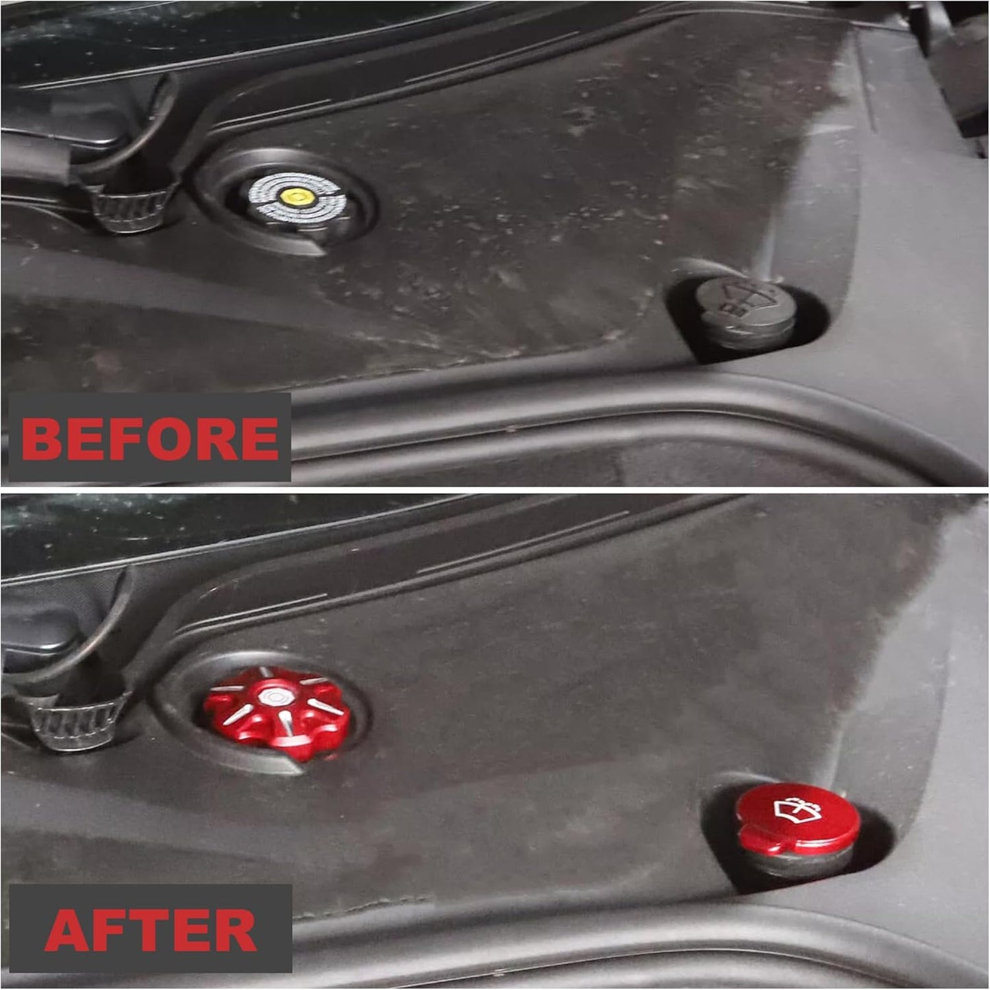 C8 Corvette Red Aluminum Oil Coolant Fluid Tank Cap Covers