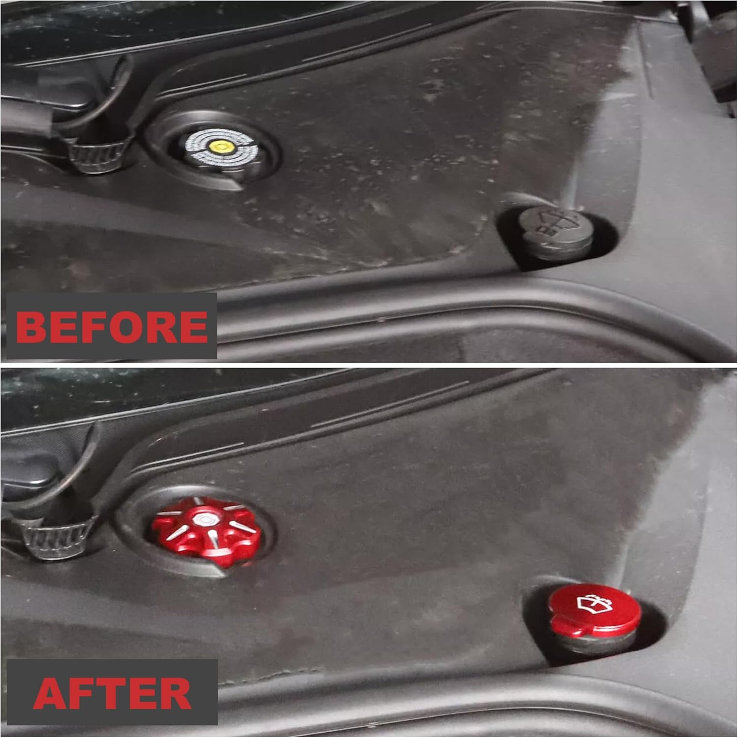 C8 Corvette Red Aluminum Oil Coolant Fluid Tank Cap Covers