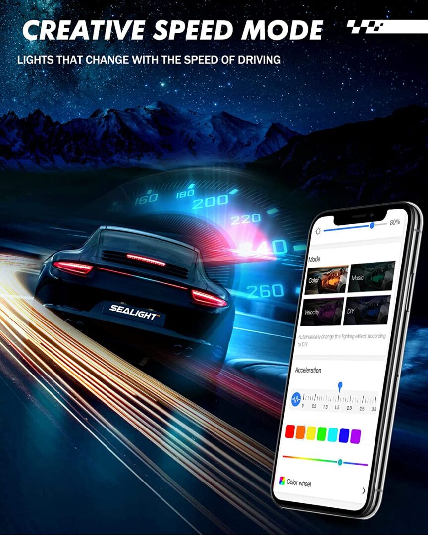 Multicolor RGB Car Interior Ambient Foot Well Lighting Kit