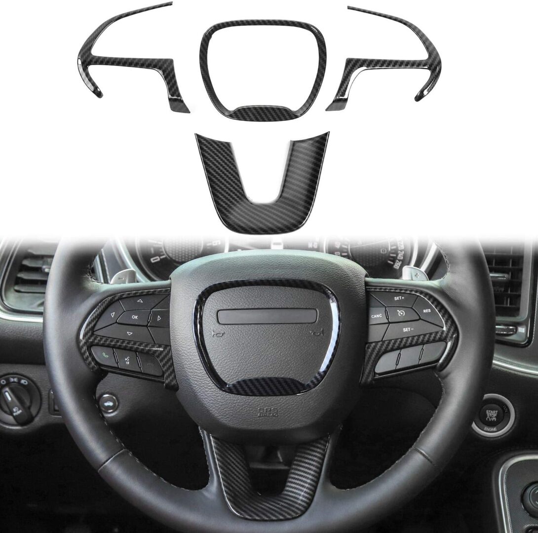 2015+ Dodge Challenger/Charger/Durango Hydro-Carbon Fiber Steering Wheel Trim Kit