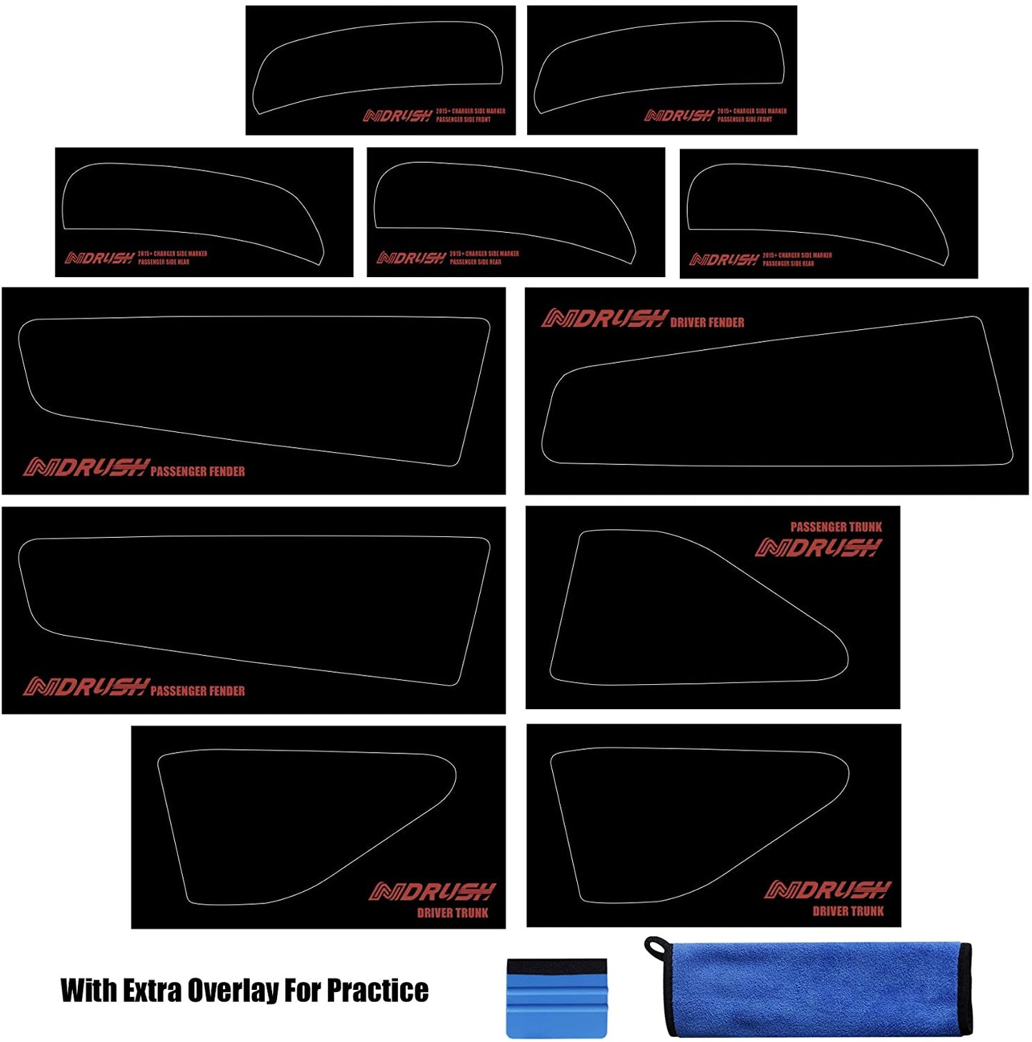 2015 - 24 Dodge Charger Precut Tail Light &amp; Side Marker Tint