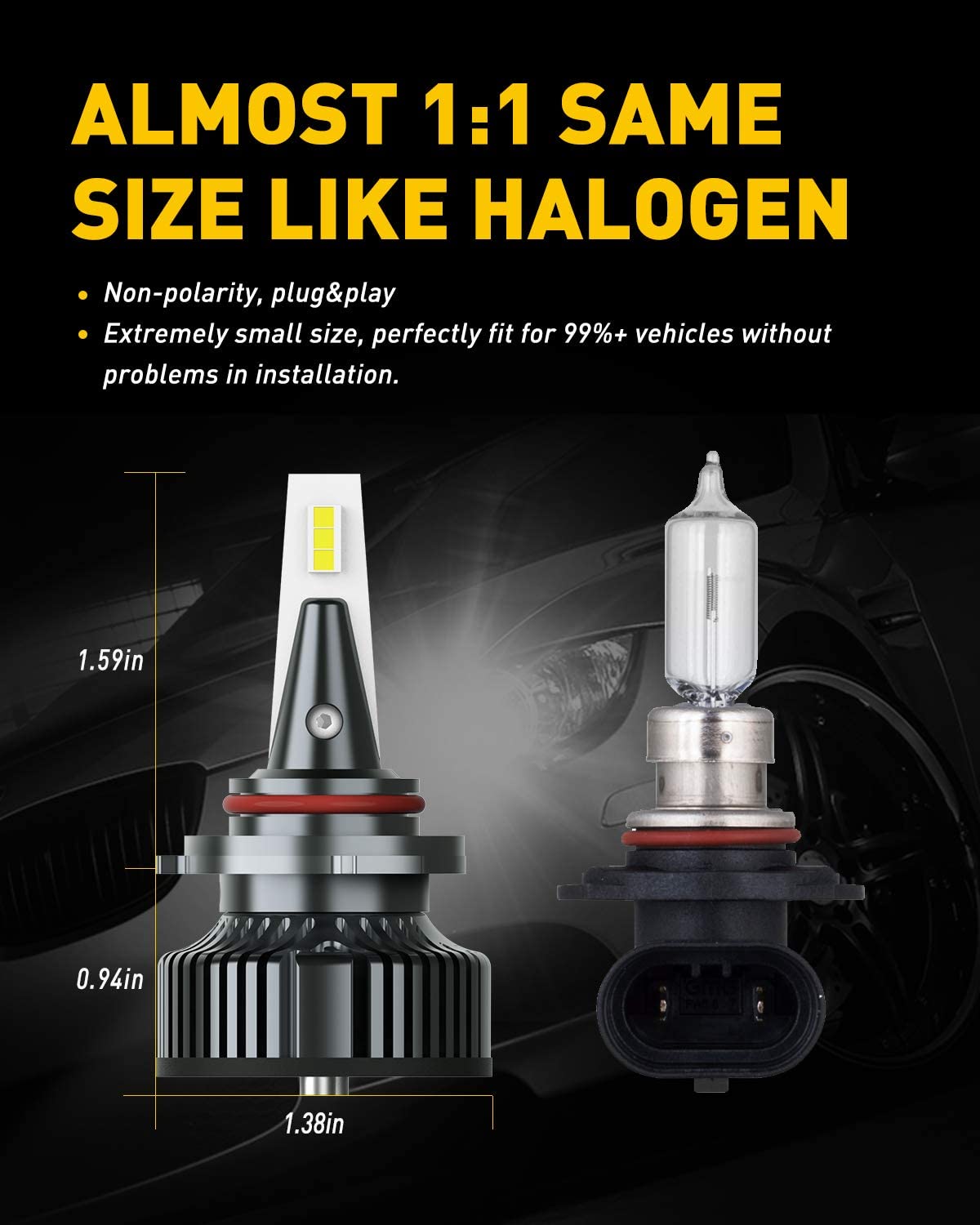 AUXITO 9005 LED 16,000LM 6500K White Car Headlight Bulbs