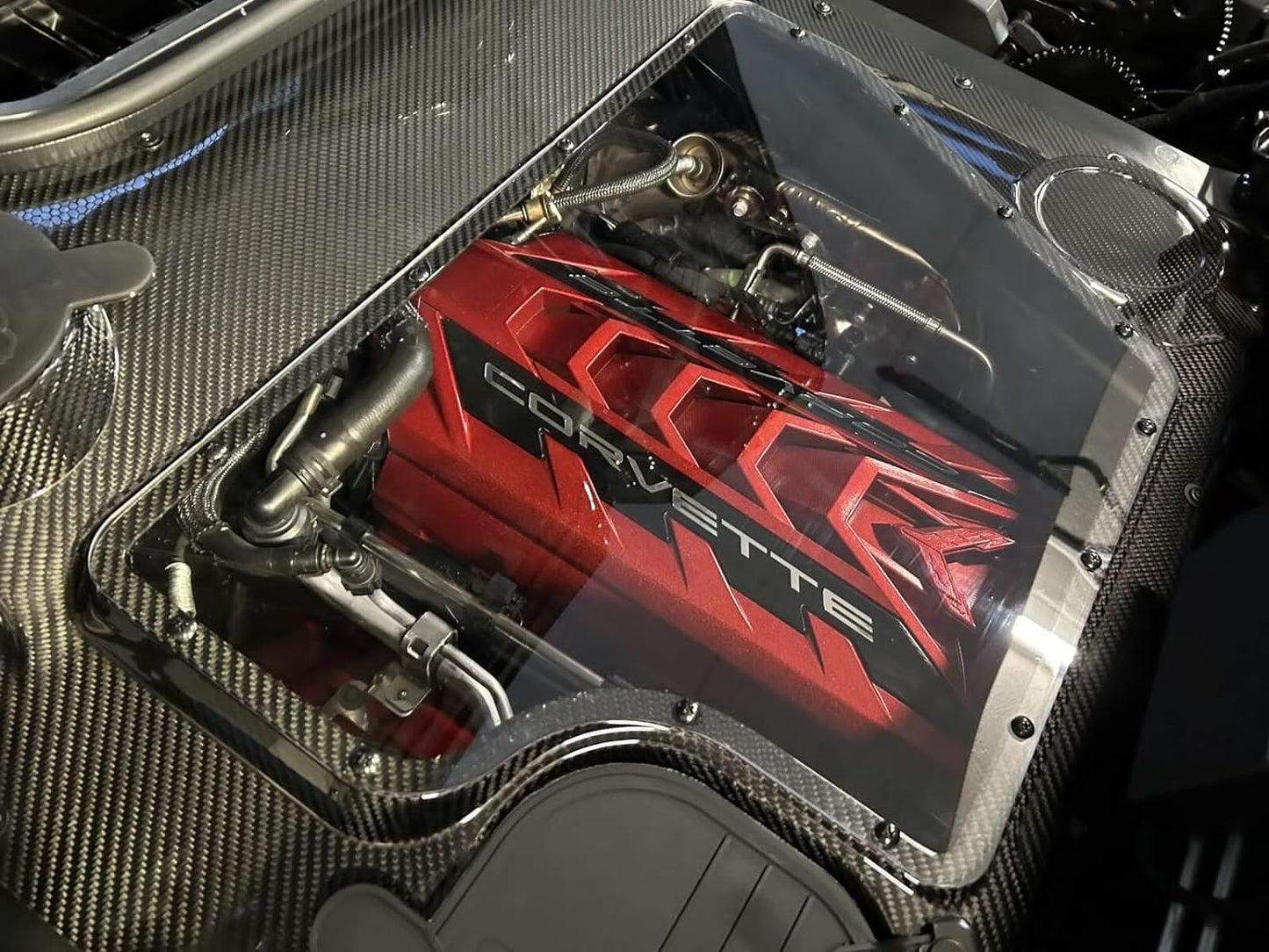 C8 Corvette HTC Convertible Clear Carbon Fiber Engine Bay Panel Cover