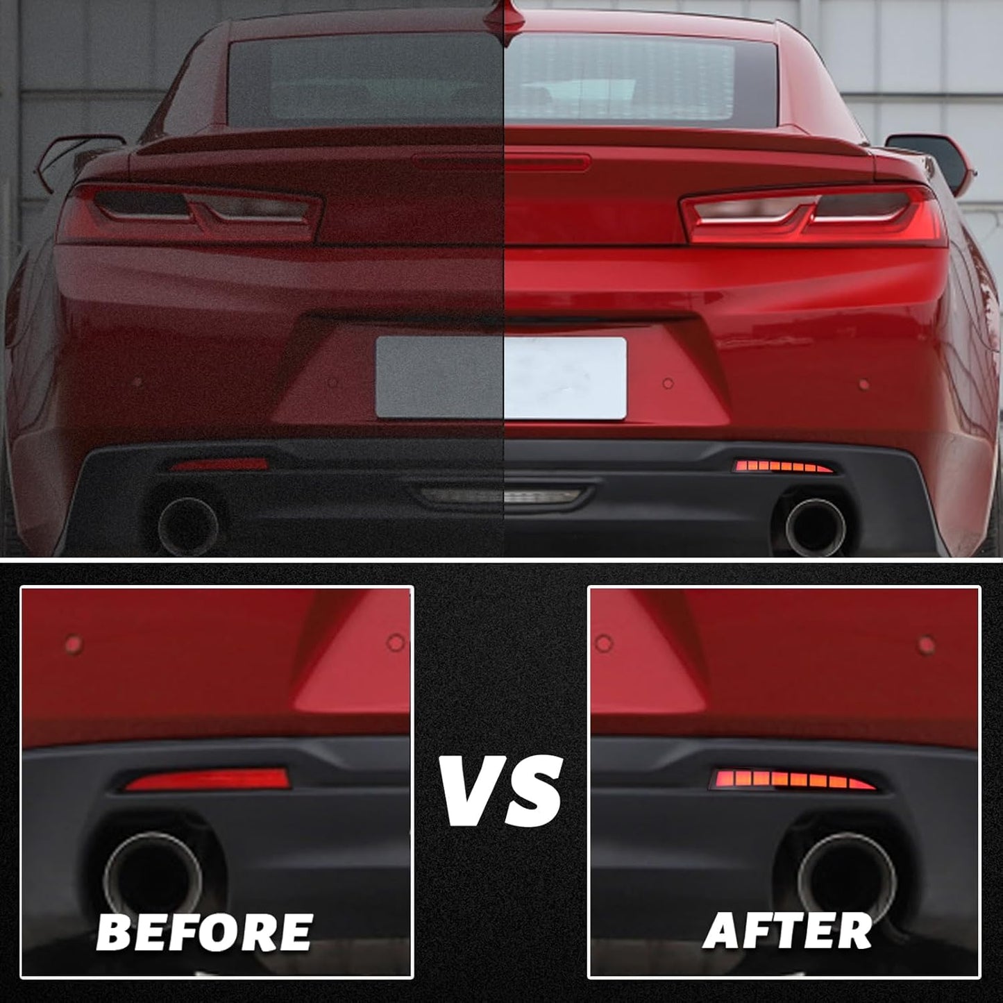 2016 - 24 Camaro Smoked LED Sequential Rear Bumper Reflectors