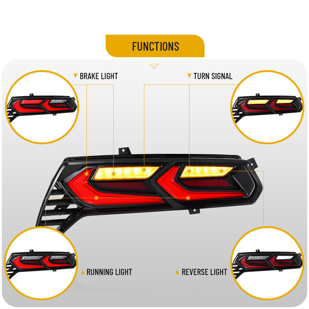 2014-19 C7 Corvette C8 Style Sequential Smoked LED Rear Tail Lights