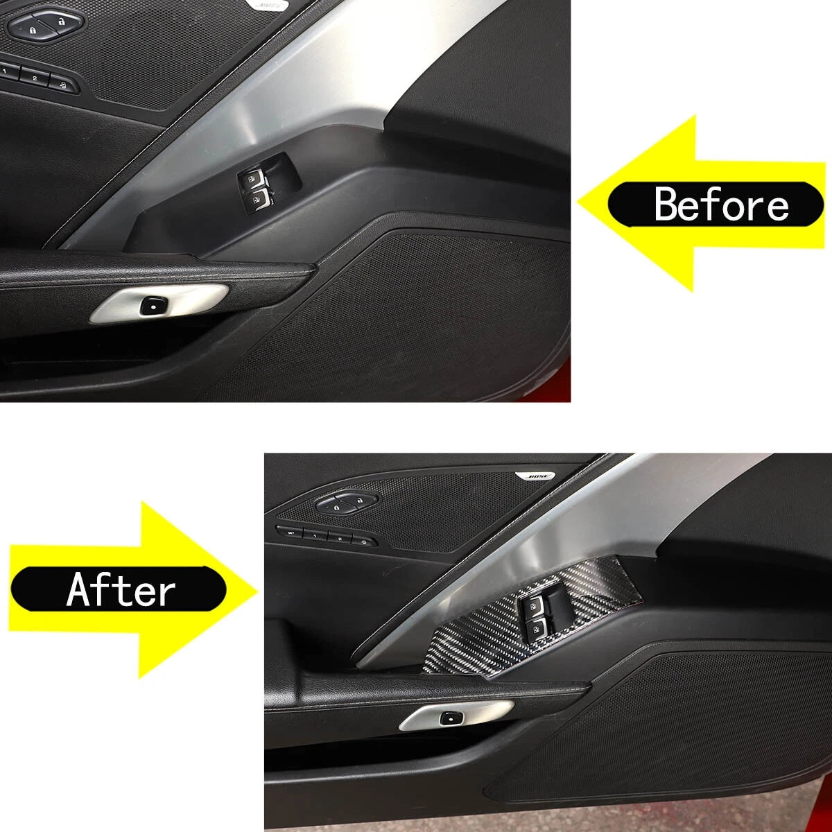 2014 - 19 C7 Corvette Carbon Fiber Window Switch Trim Covers | Next-Gen Carbon