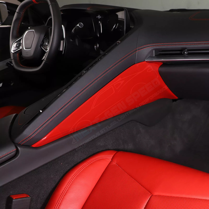 C8 Corvette Red Interior ABS Center Console Side Panel Covers