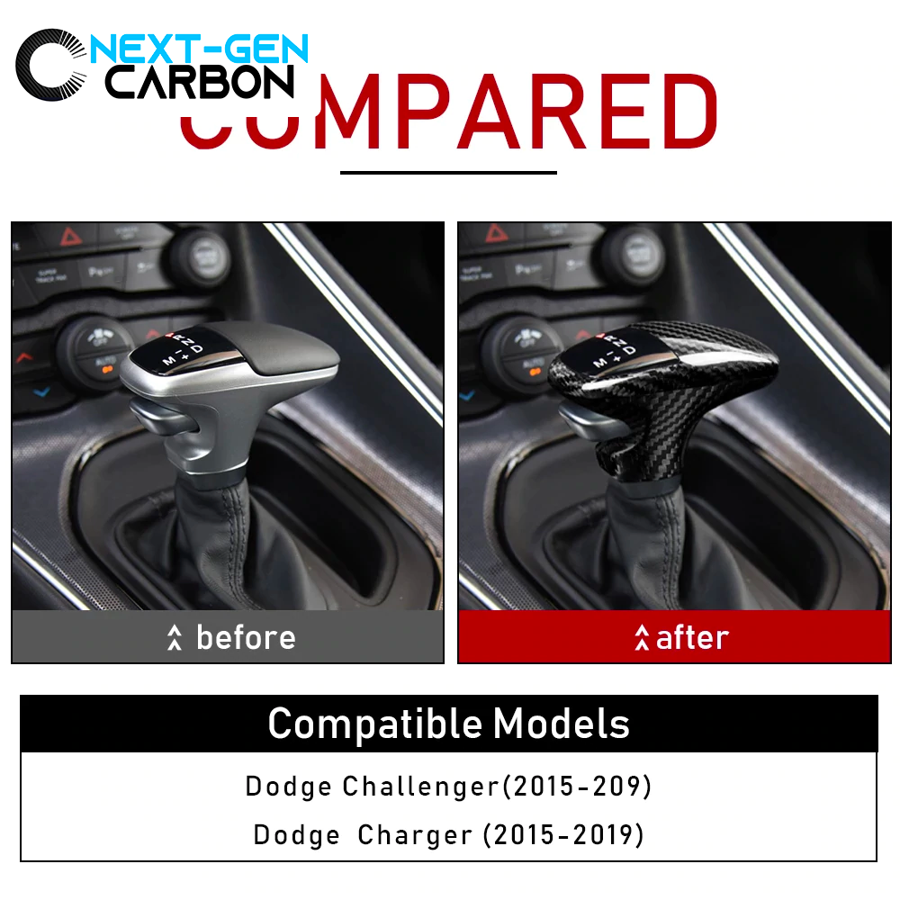 2015 - 24 Charger/Challenger/Durango Carbon Fiber Shifter Knob Handle Cover